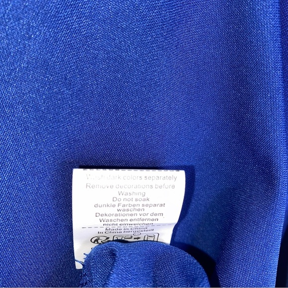 NWT Grace Karin Women’s Small Blue Wrap Long sleeve  Top With Tie Around Waist - Picture 9 of 14